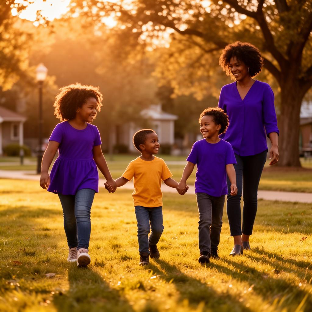 A family with children holding hands, representing hope and unity in the community
